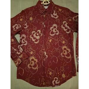 Cubavera Mens S Embroidered Silk Cotton Button Up Shirt NEW